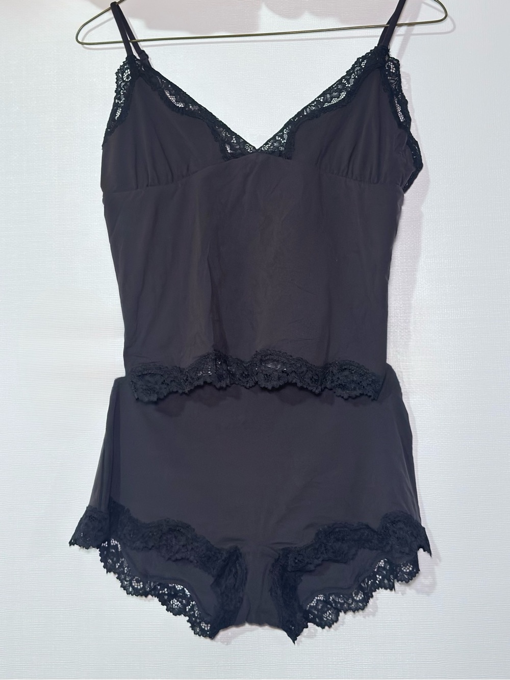 SKIMS Black Lace-Trim Camisole & Short Sleep Set SIZE XL Womens